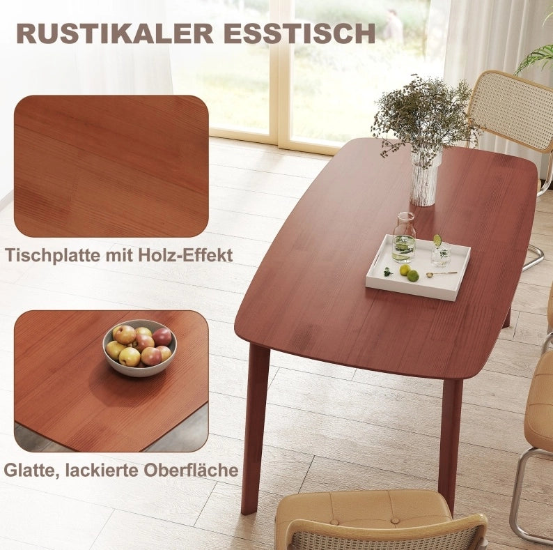 Tavolo da pranzo rustico in legno marrone 150x80 cm