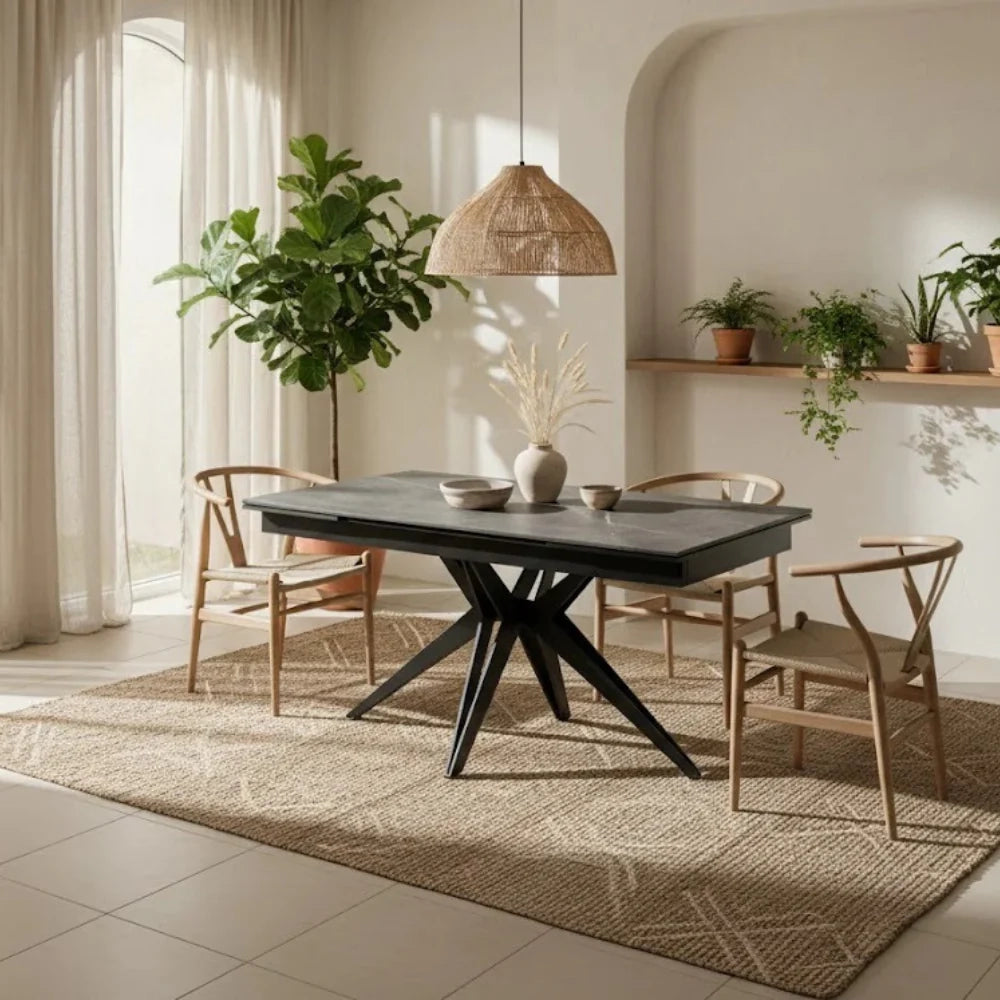 Tavolo da pranzo allungabile in ceramica effetto marmo grigio Caesar 160-240x90 cm fino a 10 posti | Duzzle