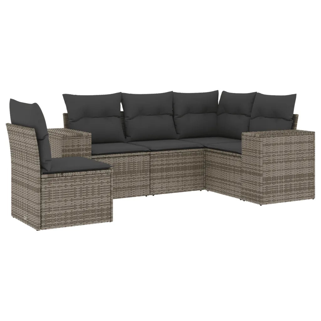 Set Divano da Giardino 5 pz con Cuscini Grigio in Polyrattan 3254907