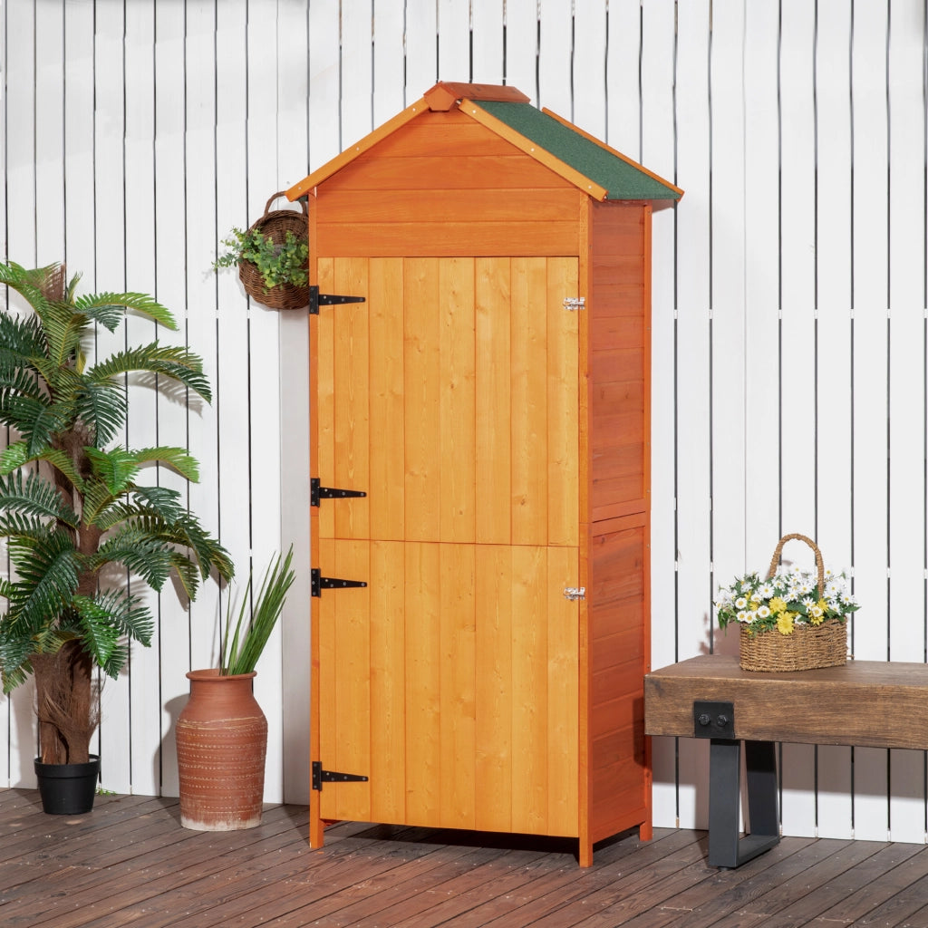 Casetta da Giardino in Legno con 2 Ante e 3 Mensole ¨C zephmum ¨C 84x52x188cm