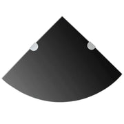 Scaffali Angolari 2 pz Supporti Cromati e Vetro Nero 25x25 cm cod mxl 33188
