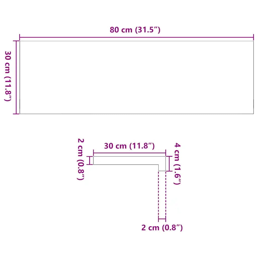 Davanzali 2 pz Non Trattati 80x30x2 cm Legno Massello di Rovere CFW7708377