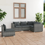 Set Divani da Giardino 5 pz con Cuscini in Polyrattan Grigio cod mxl 40462