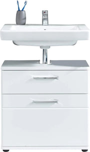 Arredo bagno - Cassetto di ripostiglio - Base sanitaria - Base vasca - Organizzatore bagno - Cassetto sotto la base vasca - Organizzatore bagno - Bianco - 60 x 58 x 38 cm