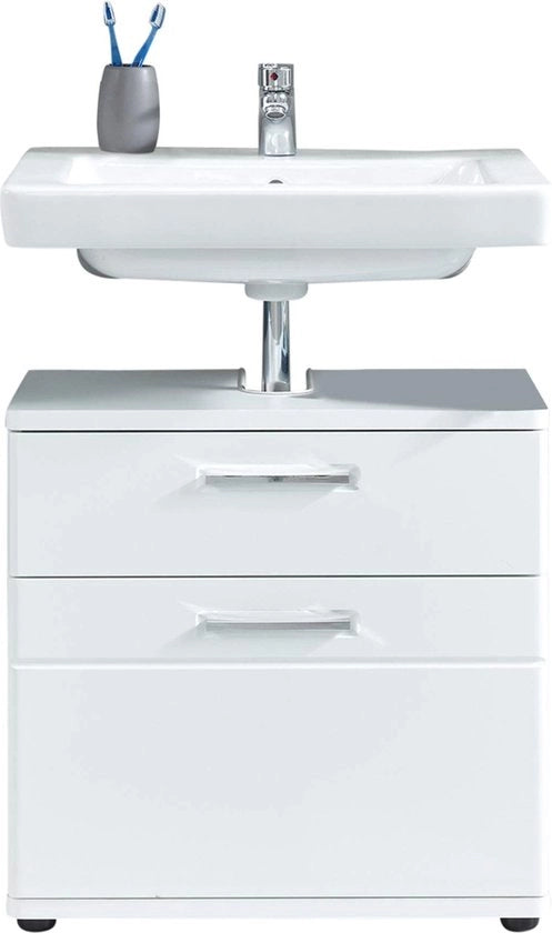Arredo bagno - Cassetto di ripostiglio - Base sanitaria - Base vasca - Organizzatore bagno - Cassetto sotto la base vasca - Organizzatore bagno - Bianco - 60 x 58 x 38 cm