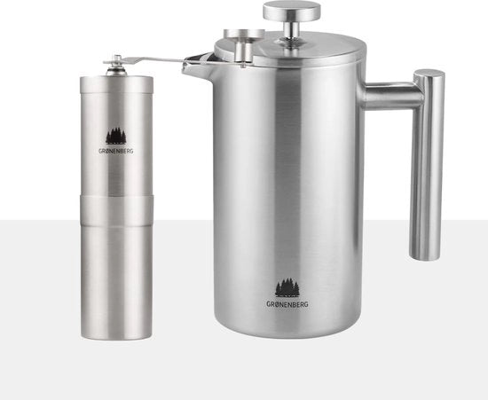 Set di French Press Termo e Molino di Caffè a Mano in Acciaio Inox di Alta Qualità