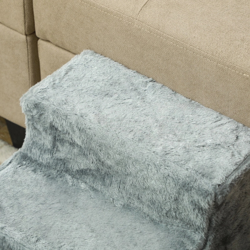 Scala per animali a 3 gradini con fodera in peluche sfoderabile per divano e letto in truciolato grigio chiaro