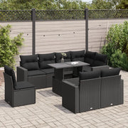 Set Divani da Giardino 9 pz con Cuscini Nero in Polyrattan 3326336