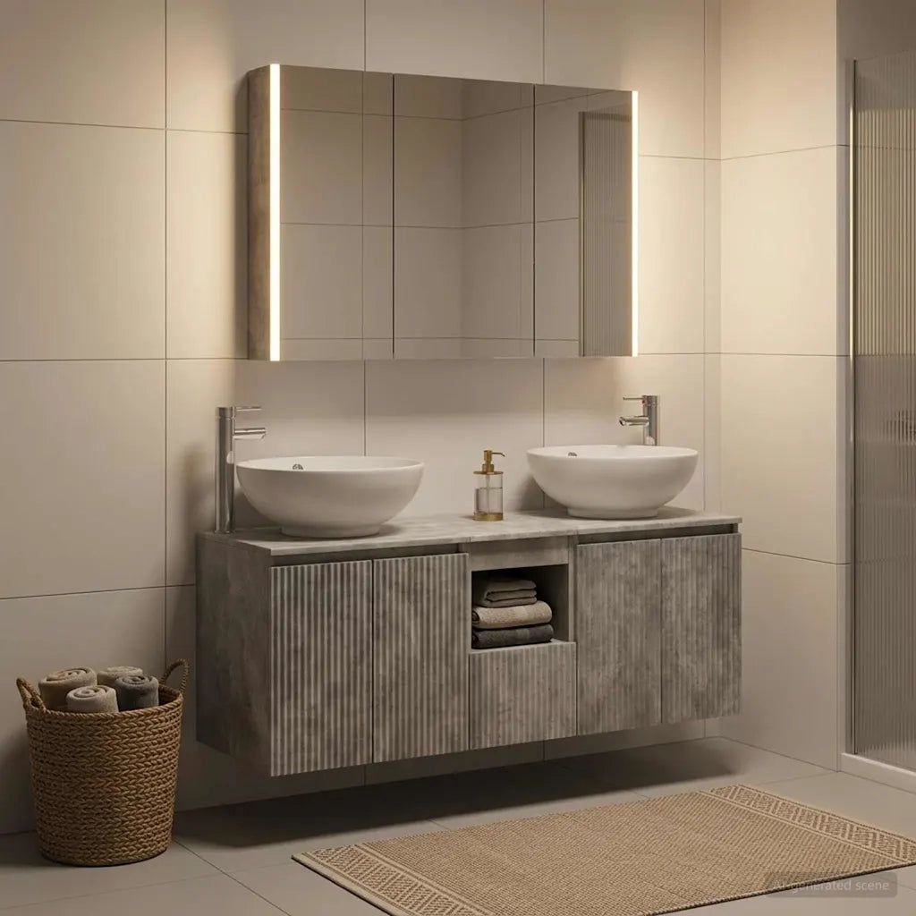 Set di Armadi da Bagno 4 pcs Grigio Cemento 3406506