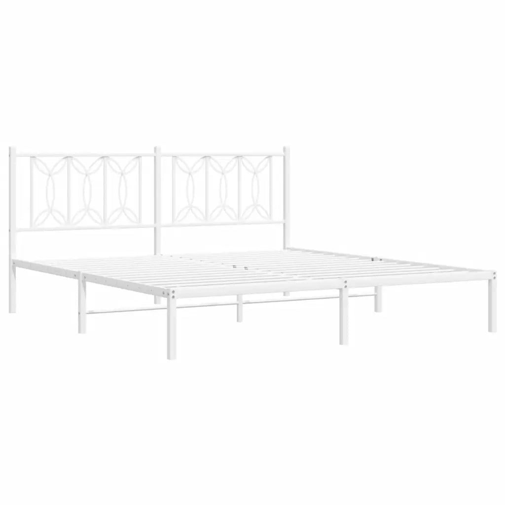 Giroletto con Testiera-Struttura Letto con testiera Metallo Bianco 183x213 cm 486959
