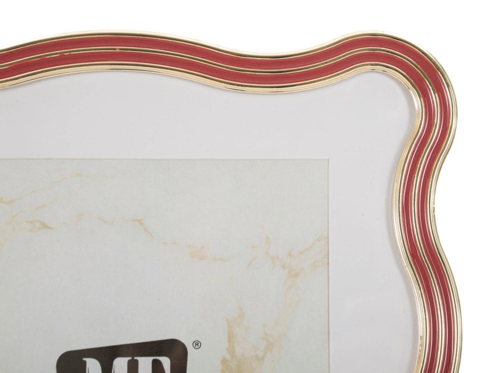Cornice Elizabeth Rossa 22,7x1,3x27,6 cm in Zinco e Vetro Rosso e Oro