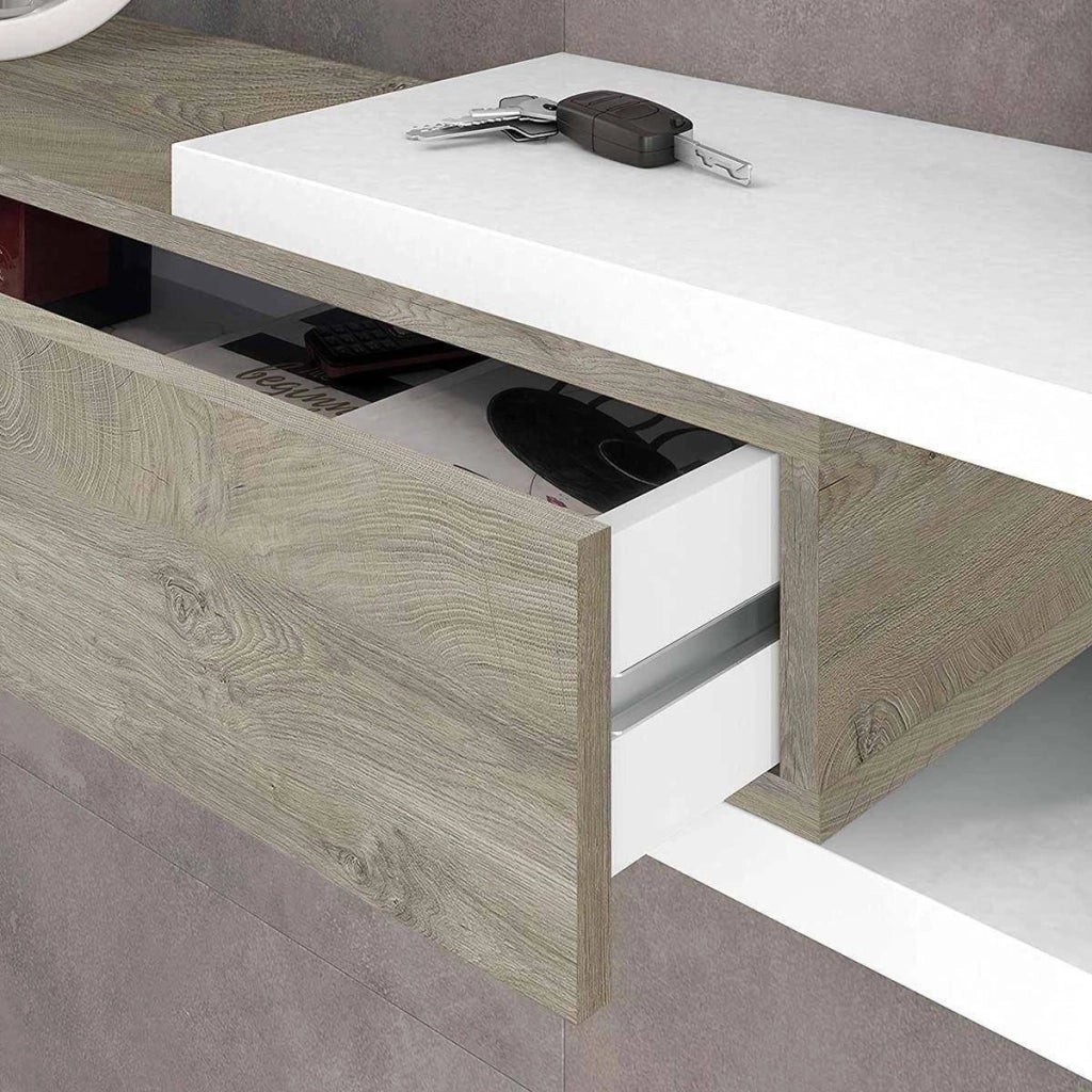 Arty, Mobile da Ingresso Specchio Incluso, 95x26x19h cm Bianco