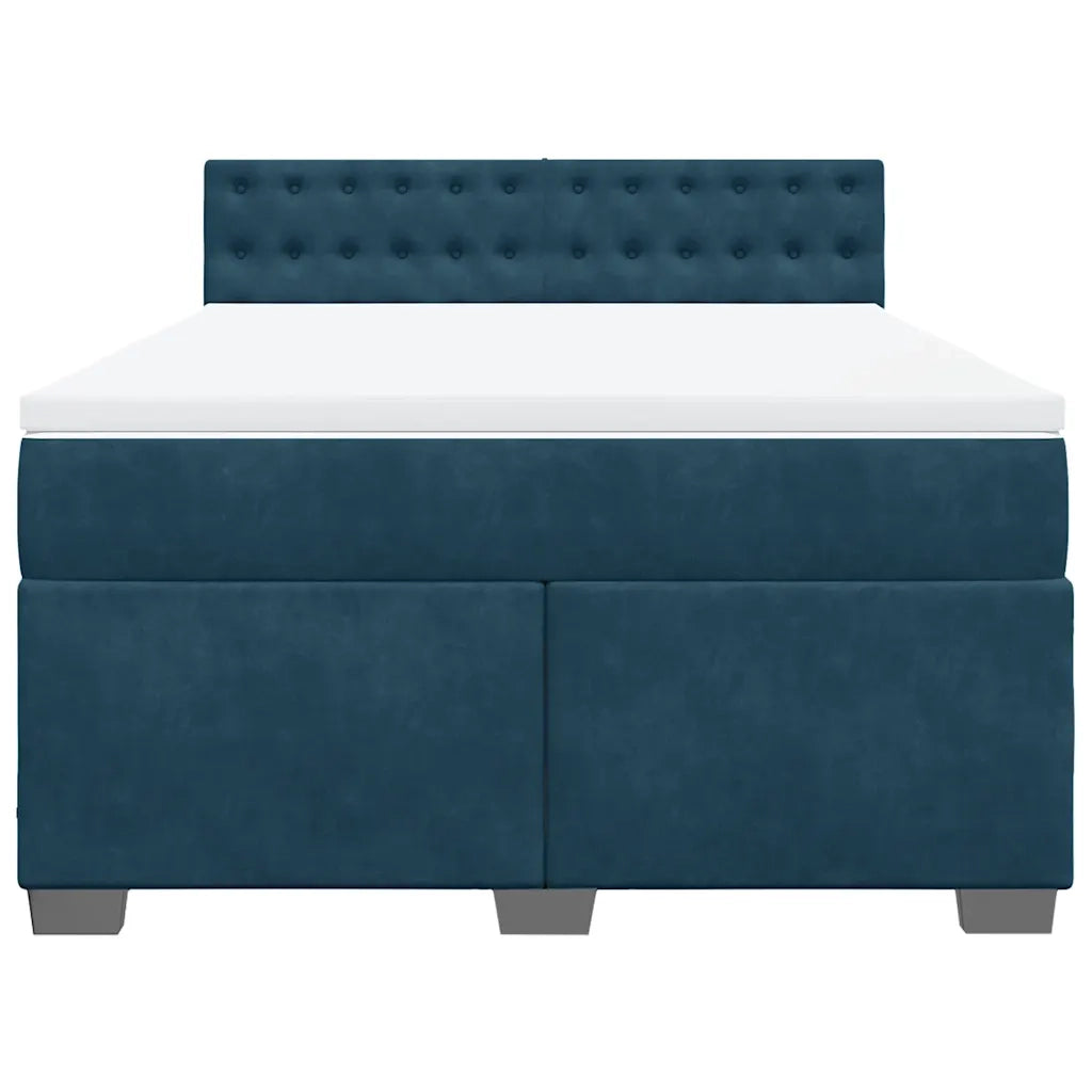 Giroletto a Molle con Materasso Blu Scuro 140x200 cm in Velluto 3286346
