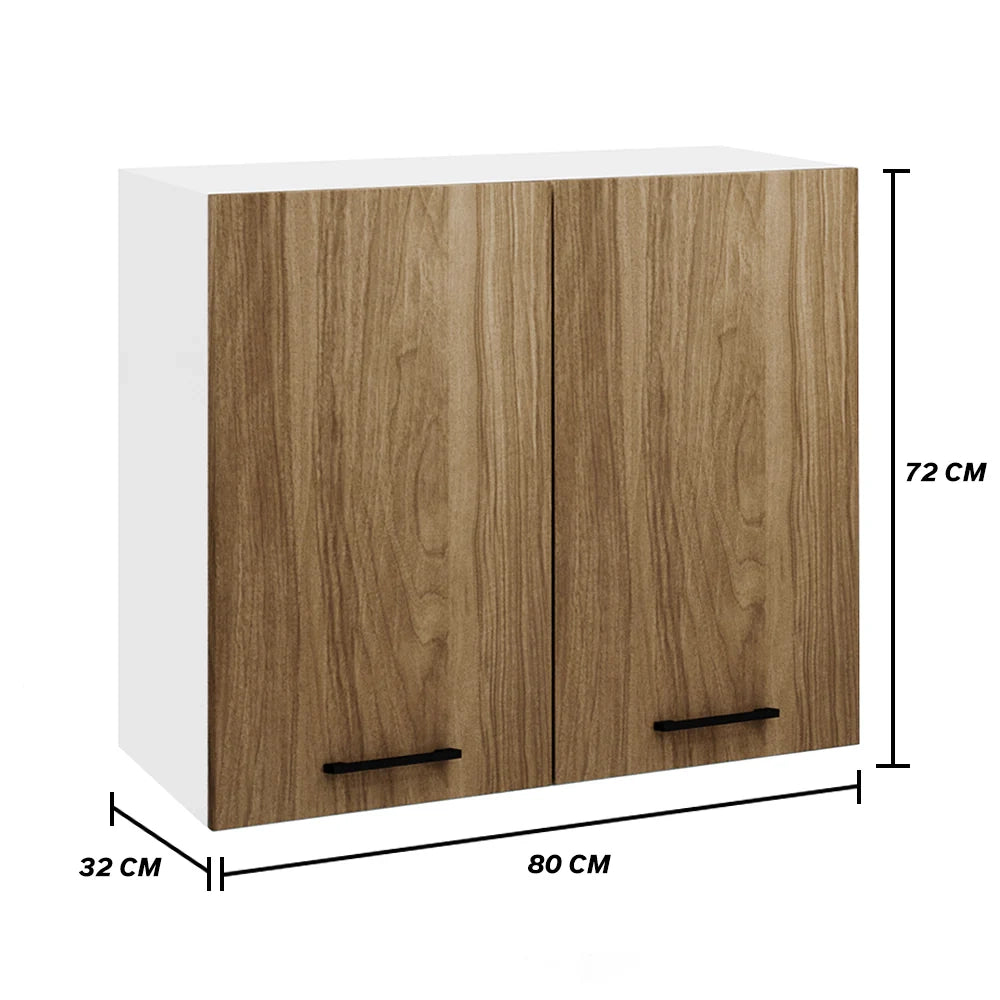 Pensile colapiatti per cucina componibile da 80 cm con due ante, realizzata in legno 100% MADE IN ITALY colore Noce