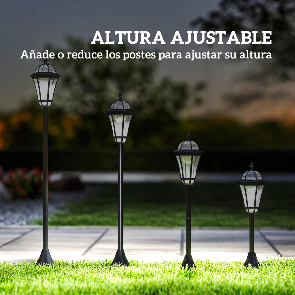 Set 2 Lampade da Giardino Solari LED Bianco 6000K IP44 ¨C zephmum ¨C Nero 18.5x18.5x129 cm