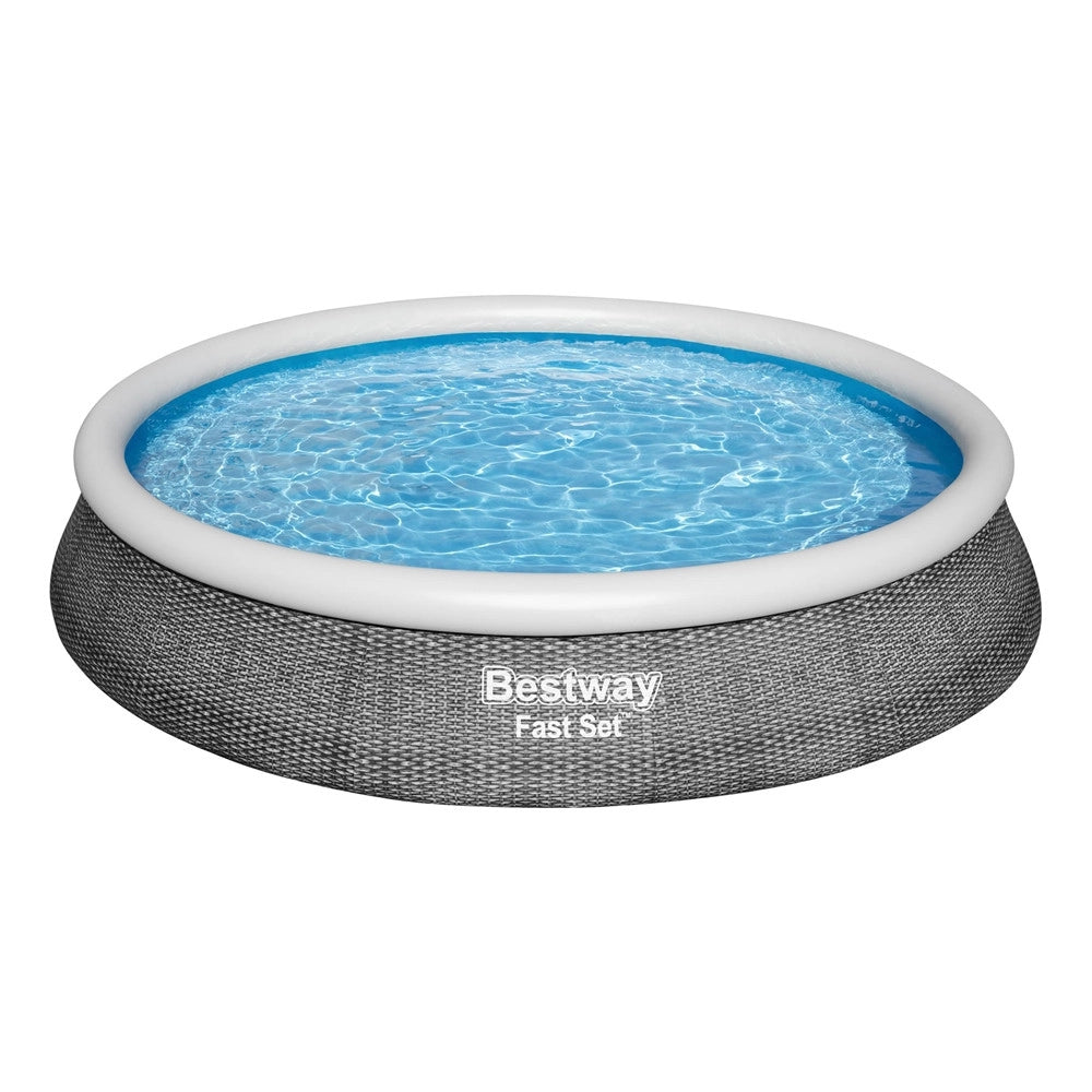 Trade Shop - Piscina Fuori Terra Fast Set Con Pompa Filtro ø396x84cm Effetto Rattan Rotonda 57376 -