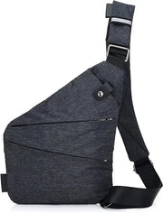 Borsa a tracolla con chiusura a zip, impermeabile, con tasche laterale, colore grigio scuro