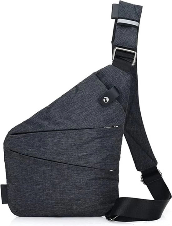 Borsa a tracolla con chiusura a zip, impermeabile, con tasche laterale, colore grigio scuro
