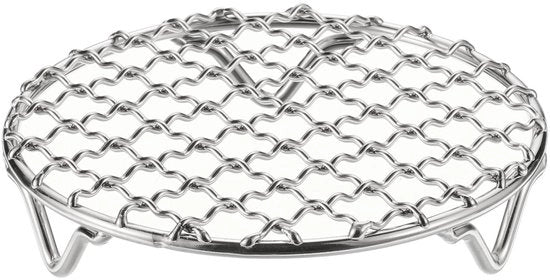 Griglia Rotonda per Cucina 4,7 Pollici in Acciaio Inossidabile 304 con Rete a Croce e 20 mm di Supporto per Cottura, Frittura, Stufata e Grigliata