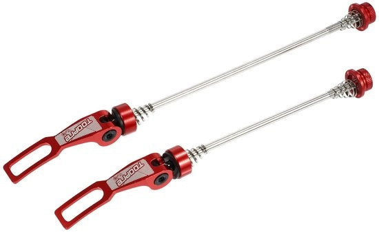 Snelsluiting Rood per Spindello, per Spindello Anteriore 145mm, per Spindello Posteriore 185mm, in Lega di Alluminio/Acciaio, con Forma di Telaio Universale, per Bicicletta