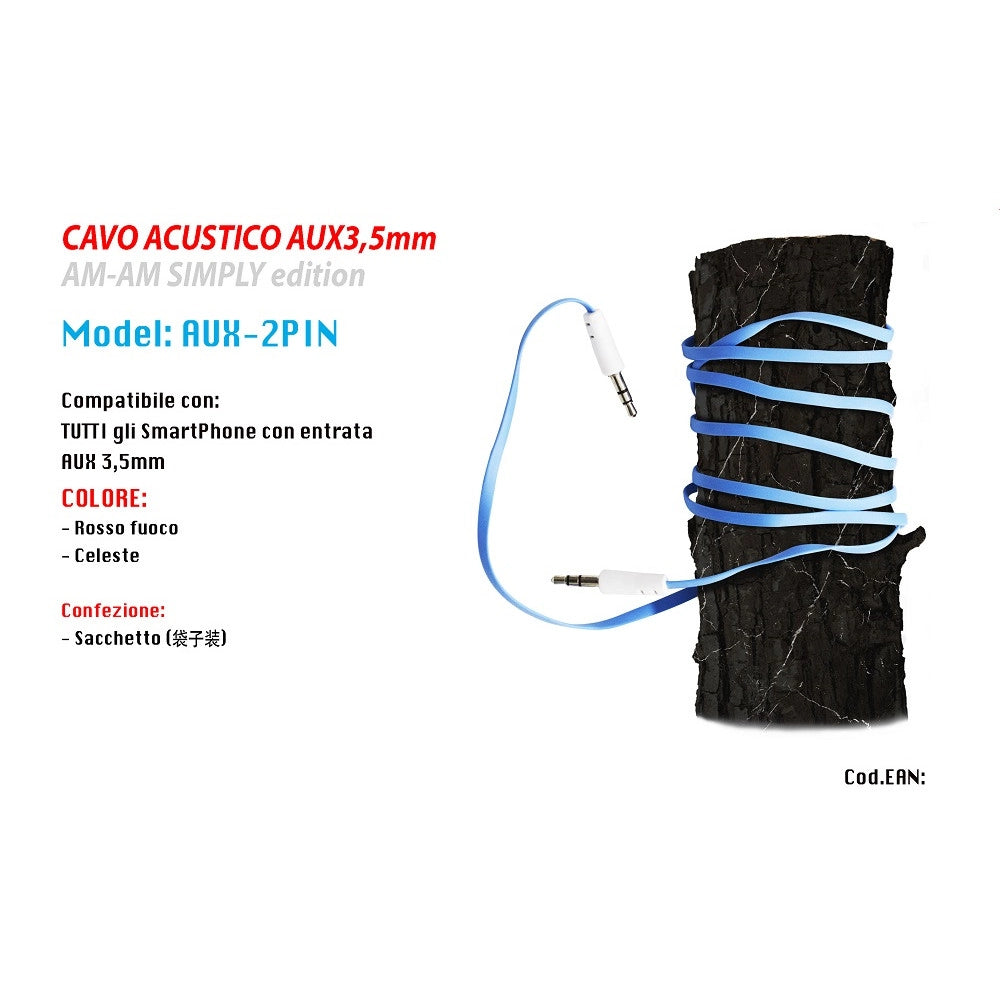 Trade Shop - Cavo Acustico Aux3,5mm Am-am Simply Antigroviglio Per Smartphone Maxtech Aux-2pin -
