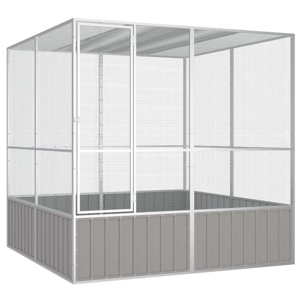 Gabbia per uccelli 213,5 x 217,5 x 211,5 cm acciaio zincato grigio 02_0041704