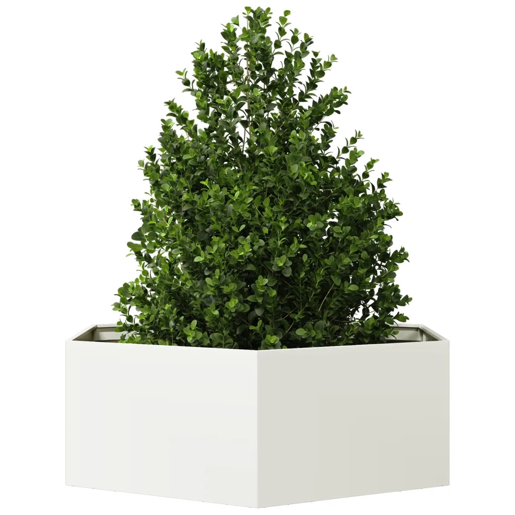 Fioriera da Giardino Bianca Esagono 138x120x45 cm in Acciaio 851137