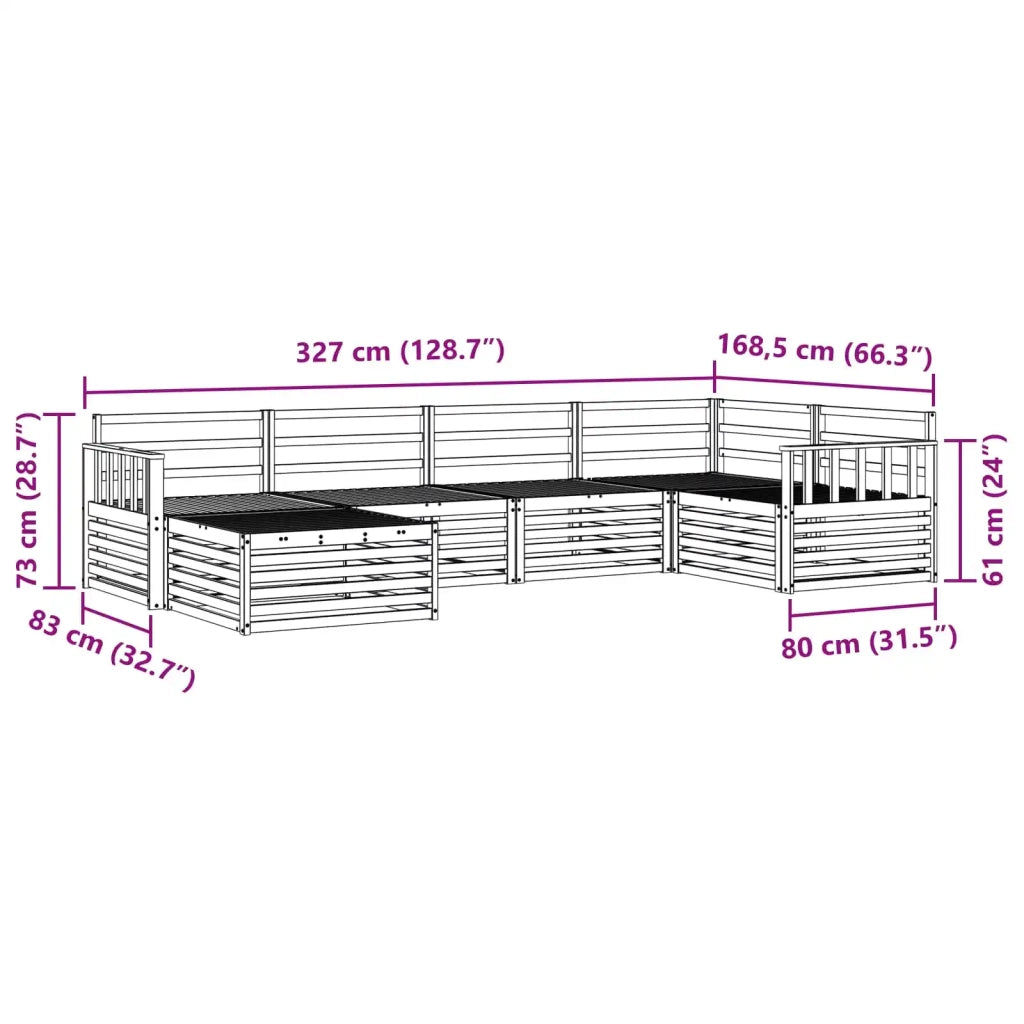 Set di divani da esterno 6 pcs Naturale