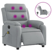 Poltrona | Sedia Relax Reclinabile Massaggio Elettrica Grigio Chiaro Tessuto