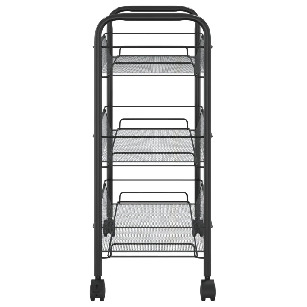 Carrello da Cucina con 3 Ripiani Nero 46x26x64 cm in Ferro cod mxl 65492