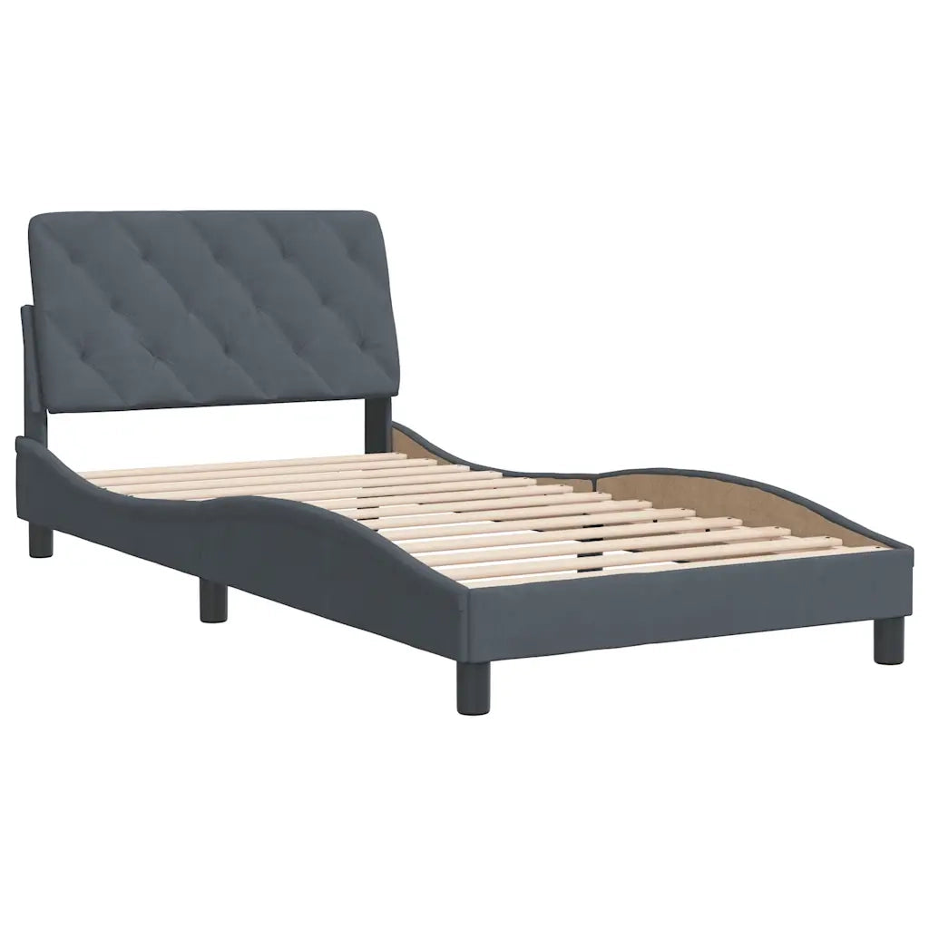 Letto singolo | Letto per adulti | Giroletto senza Materasso Grigio Scuro 100x200 cm Velluto