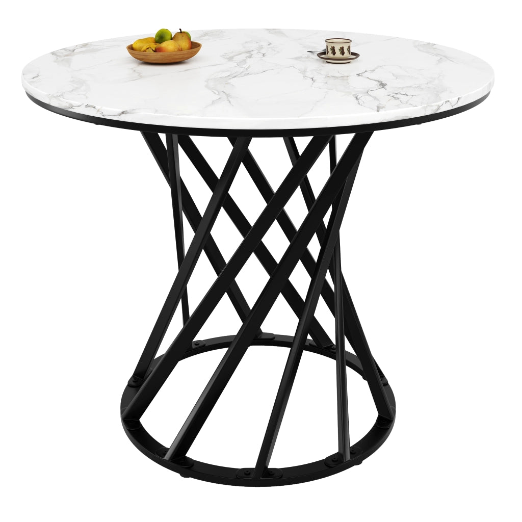 Tavolo da pranzo per 4 persone con piano in MDF e gambe in metallo, per cucina e soggiorno, nero, 80 × 80 × 76 cm
