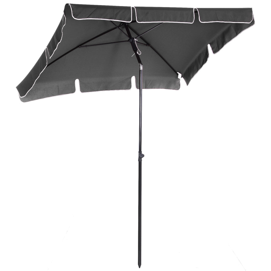 EasyComfort Ombrellone da Giardino Rettangolare 2x1.3 m con Inclinazione Regolabile e Palo in Alluminio, Grigio e Nero