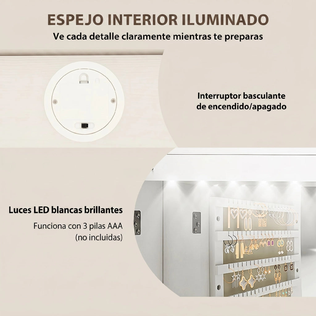 Specchio con cassetti e luce LED ¨C zephmum ¨C Bianco 60x40x cm