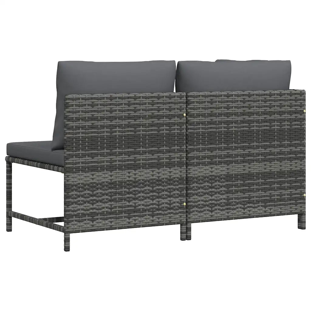 Set Divani da Giardino 2 pz con Cuscini in Polyrattan Grigio cod mxl 71222