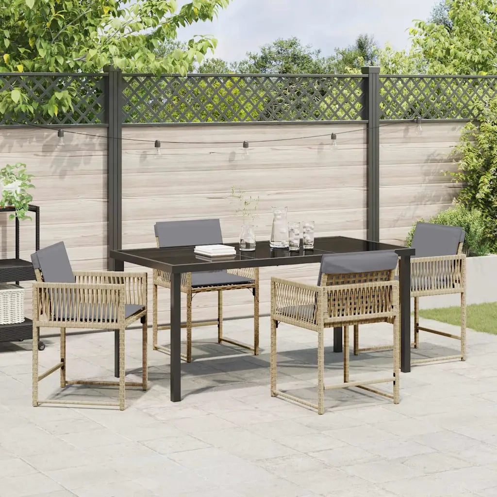 Set da Pranzo per Giardino 5 pcs Beige polyrattan 3380767