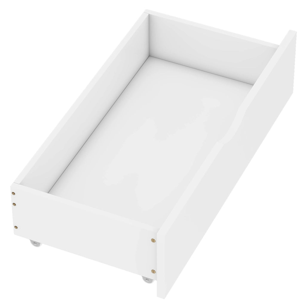 Letto a Castello 90 x 200 cm con letto estraibile; 2 cassetti; in Pino e MDF; Bianco