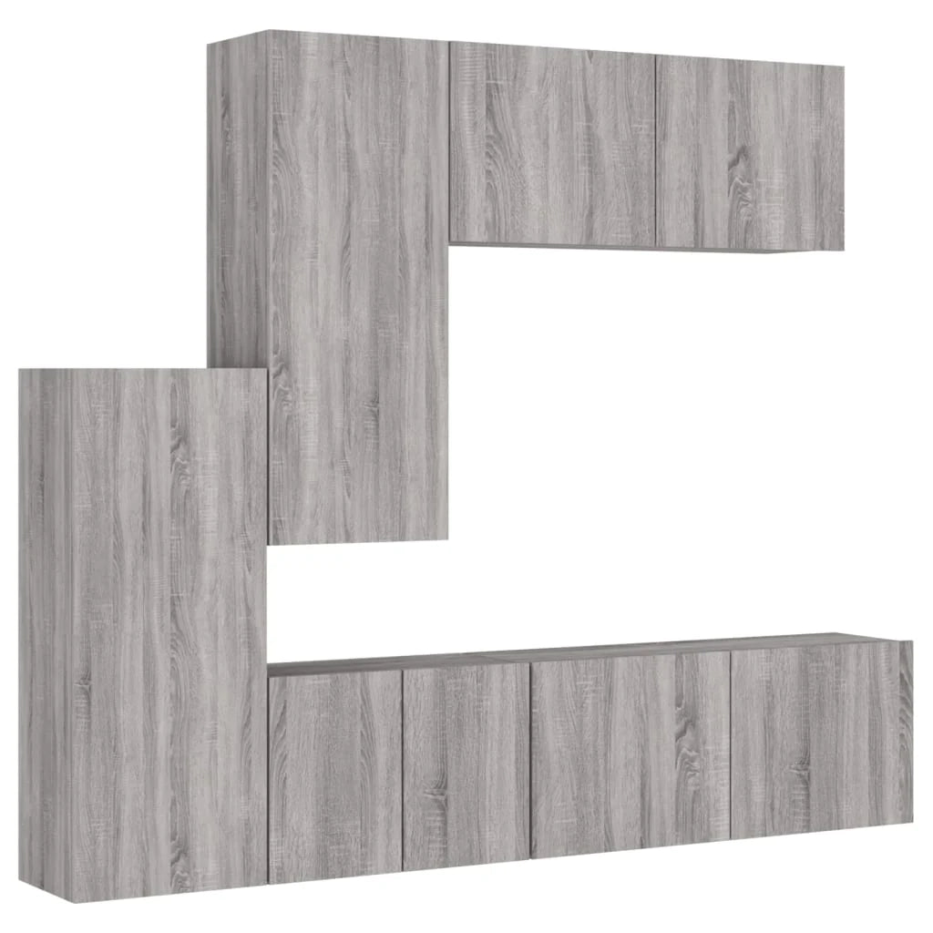 Mobile TV multimediale scaffale TV credenza TV sala da pranzo soggiorno camera da letto 5 pezzi legno ingegnerizzato Sonoma grigio 02_0029308