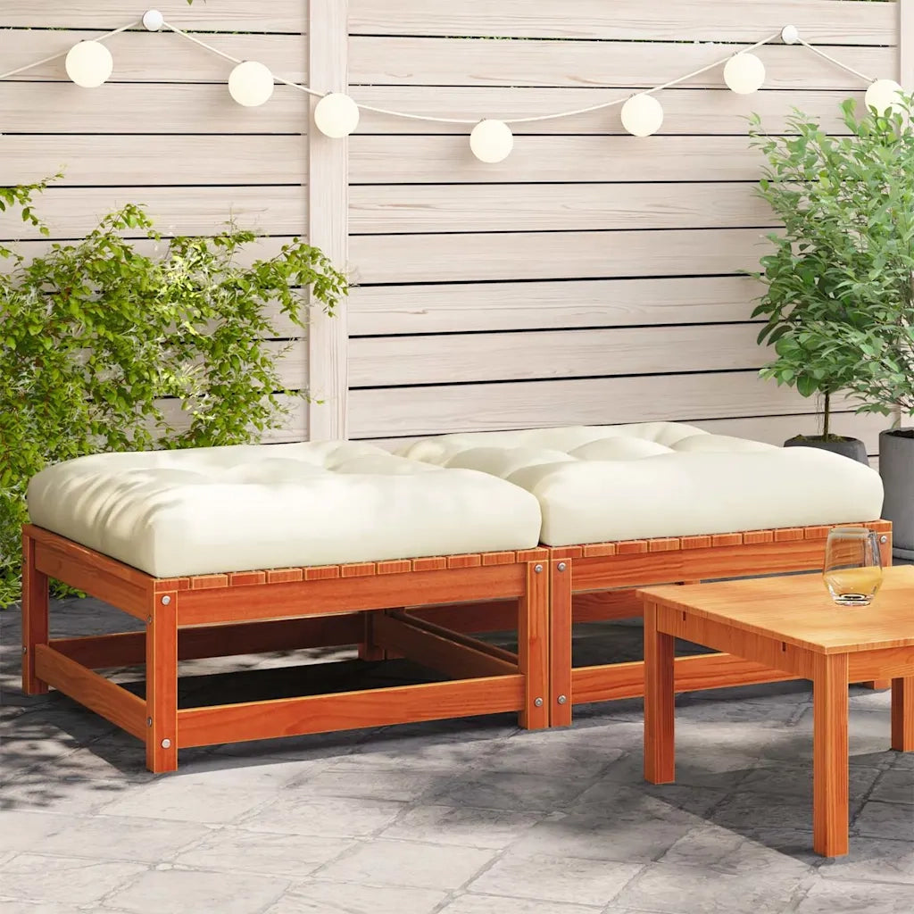 Sedia da giardino-Poggiapiedi Giardino con Cuscini 2pz Marrone Cera Massello Pino 791638