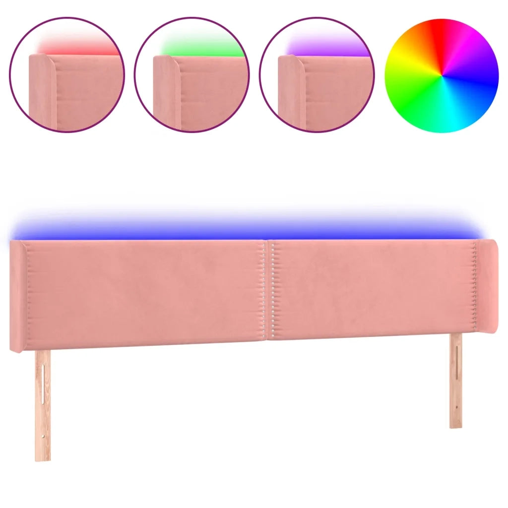 Testiera a LED Rosa 183x16x78/88 cm in Velluto 3123161