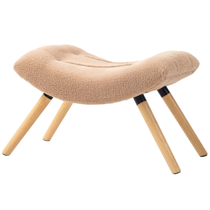 POUF Imbottito 67x45x38 cm Marrone in poliestere e legno di faggio