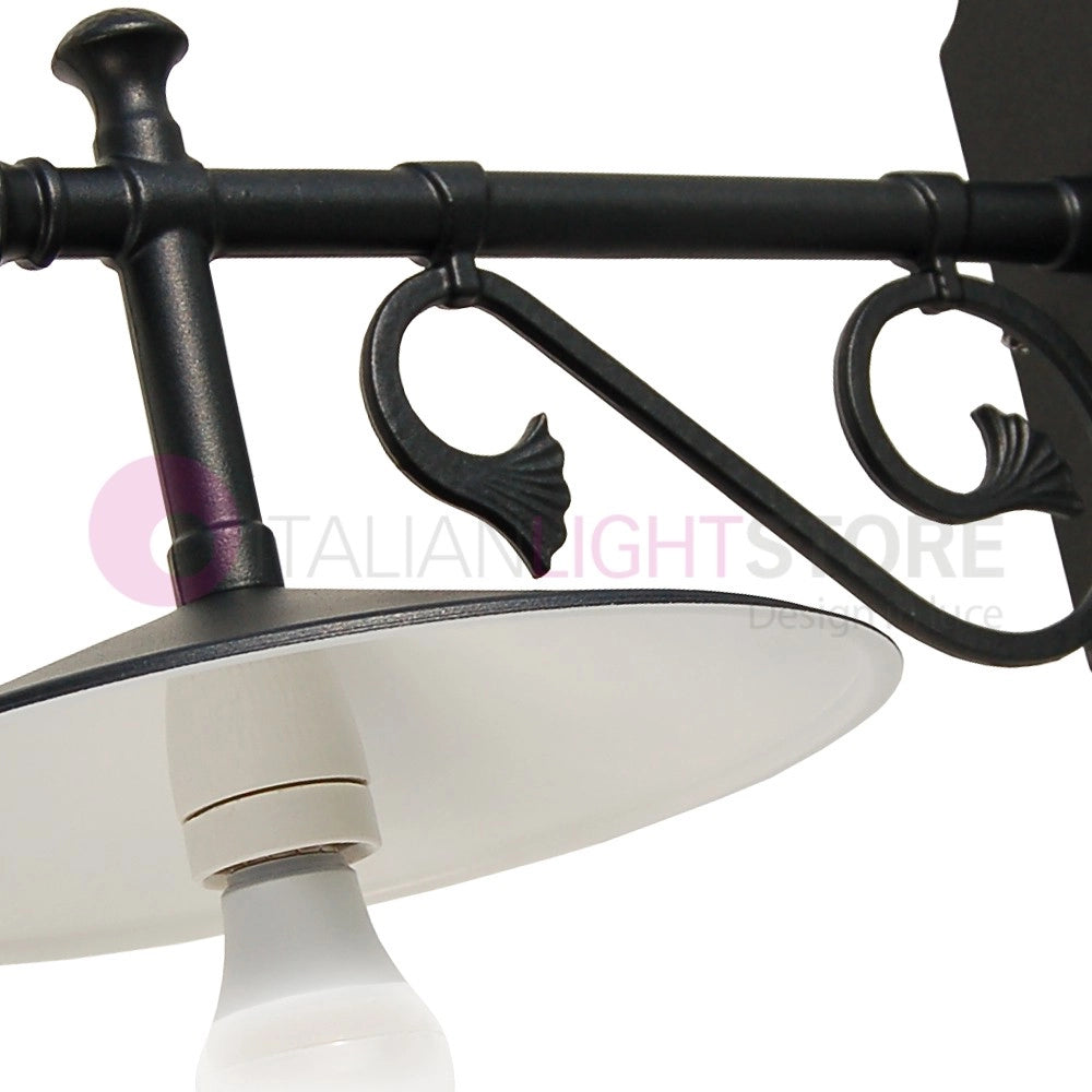 ELIO Applique Lanterna a Parete Rustica da Esterno Antracite con Piatto d.30