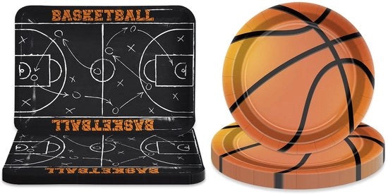 Set di piatti 40 pezzi - Piatti da 9 pollici da tavola da pranzo - Articoli per festa di basket - Tema sportivo per festa - Decorazione per bambini per compleanni - Piatti da festa