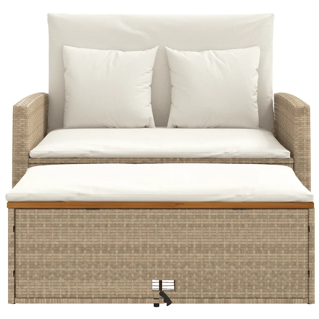 Divano Giardino con Cuscini 2 Posti Beige Polyrattan e Acacia 365143
