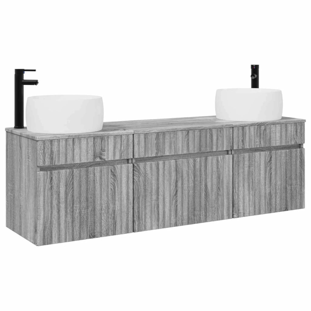 Set di Armadi da Bagno 3 pz Sonoma grigio 49 x 44,5 x 66 cm 3405773