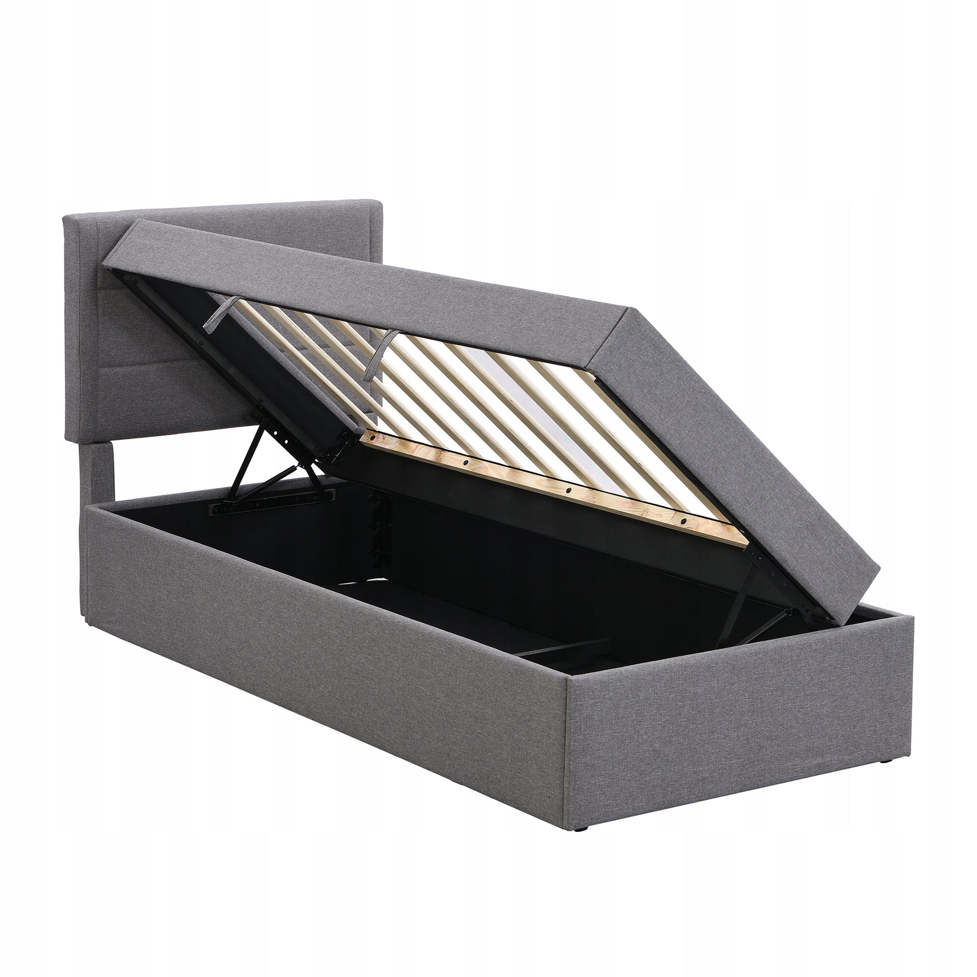 Letto singolo imbottito grigio - Xylo - 90x200 con struttura in metallo