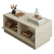 Morino, Tavolino da Salotto 2 Vani, 90x45x36h cm Beige Crema