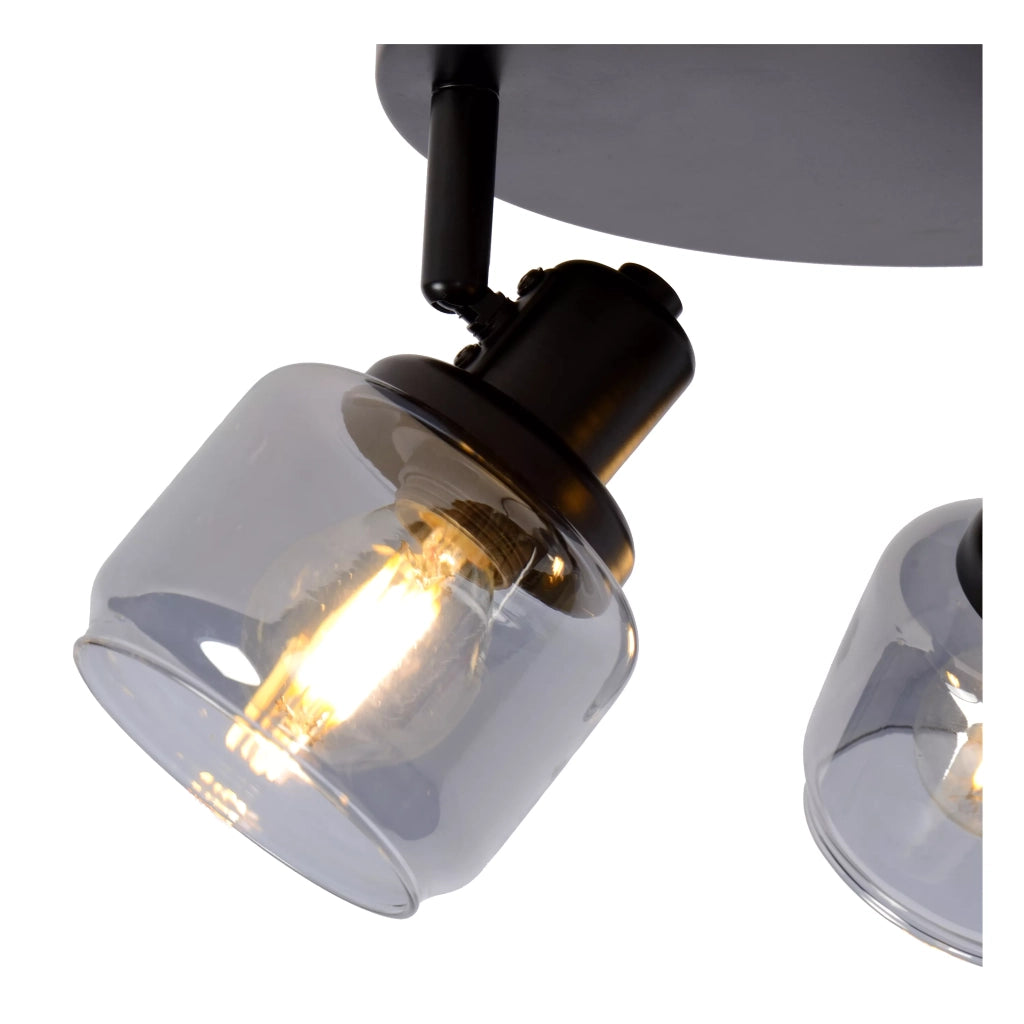 Plafoniera rotonda BJORN 3 luci vetro nera Lucide