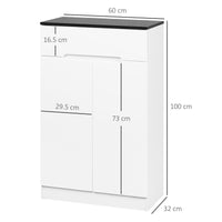 Scarpiera Slim 12 Paia di Scarpe 60x32x100 cm 3 Ripiani Regolabili e Cassetto in Truciolato Bianco