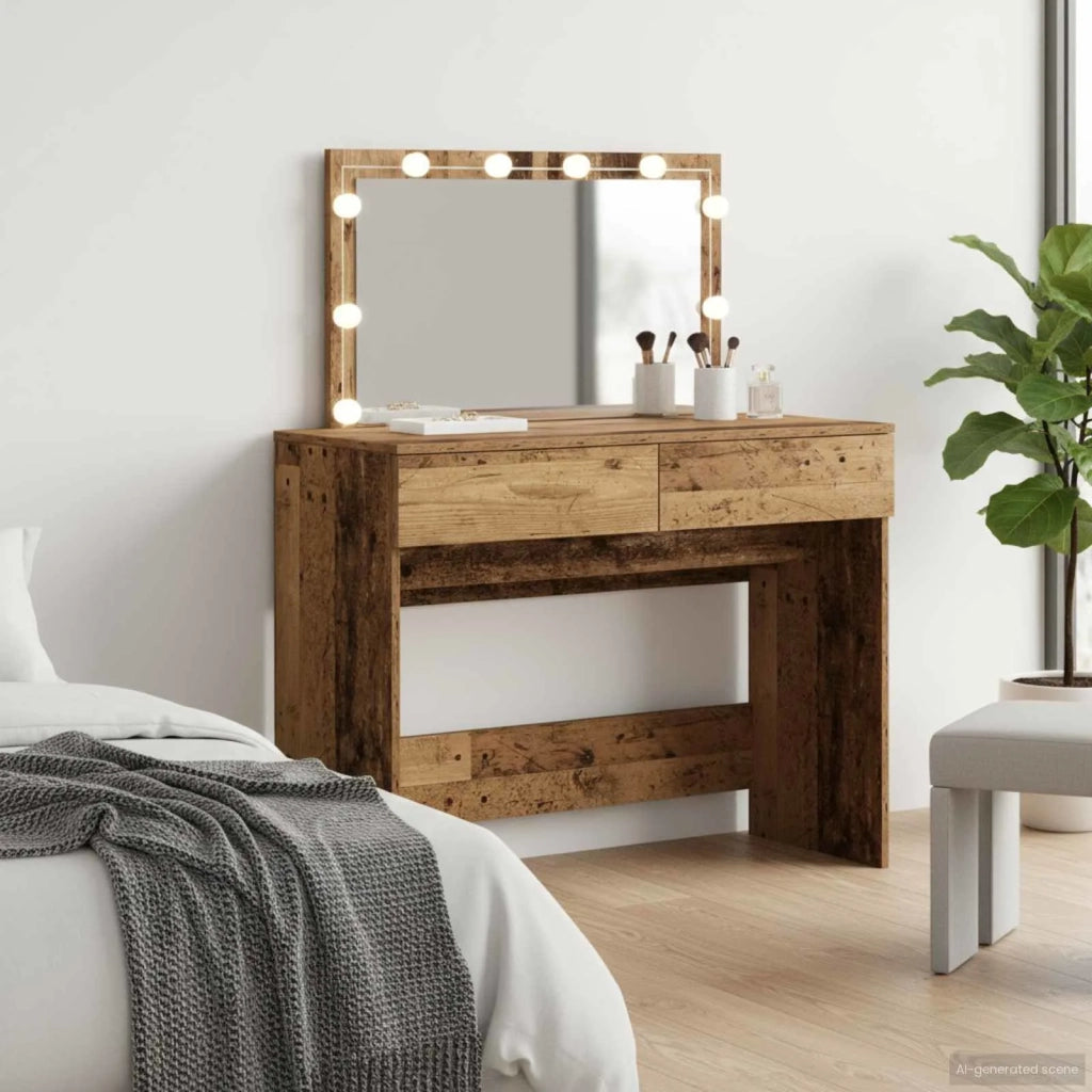Tavolo da Trucco con cassetto Legno vecchio 100 x 40 x 120 cm 868860